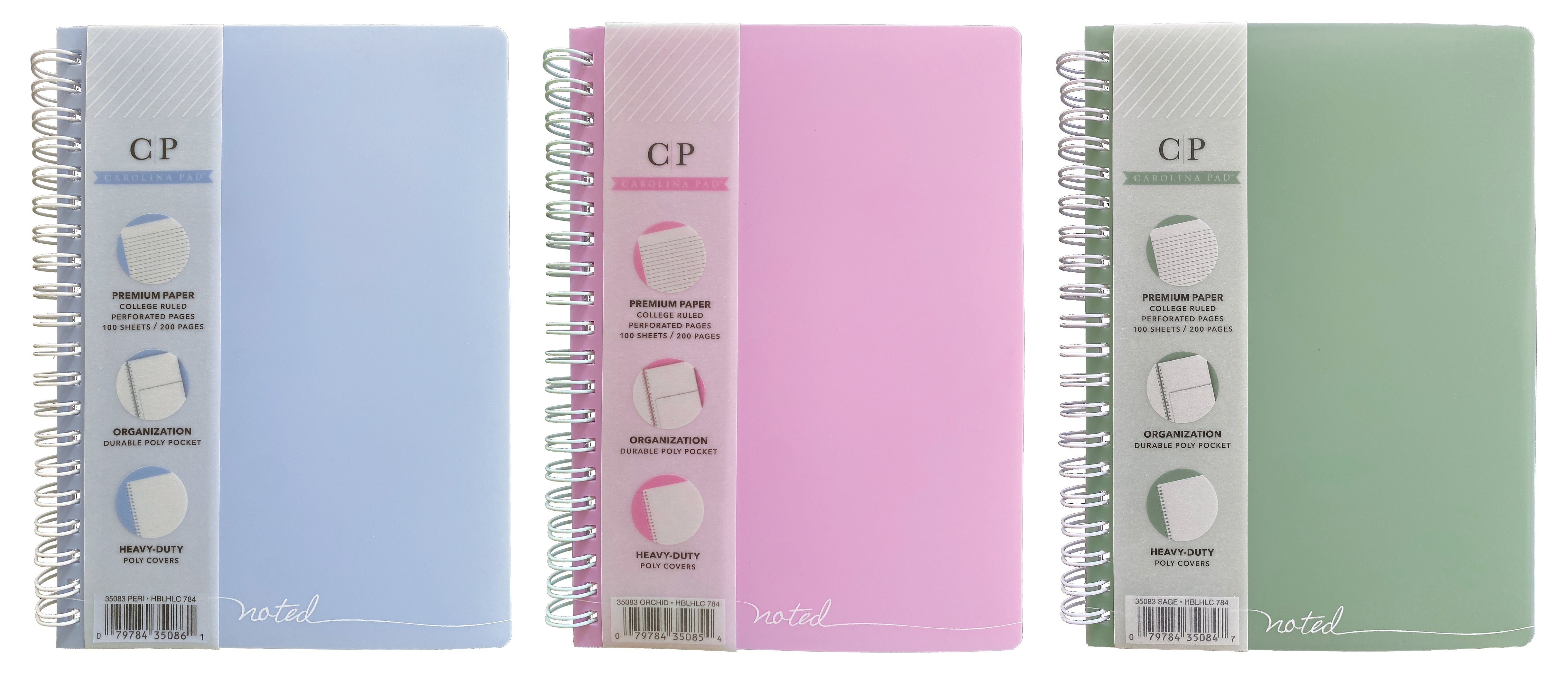 Carolina Pad Noted Professional Notebook, 5.25" x 7", College Ruled, 100 Sheets (35083)
