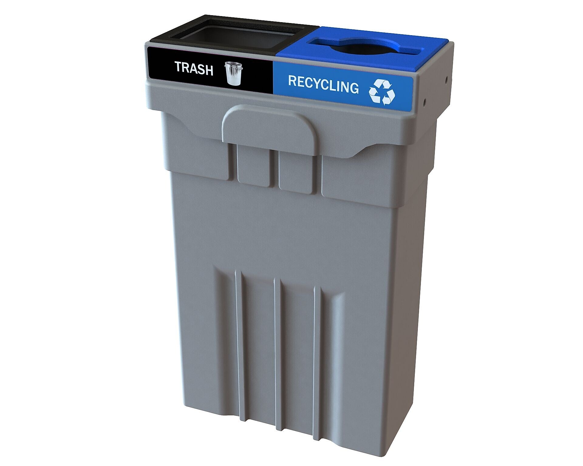 CleanRiver Transition HDPE Dual-Stream Recycling Station, 22 Gallon, Gray (TPM22-2)