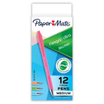 Paper Mate FlexGrip Ultra Retractable Ballpoint Pen, Medium Point, 1.0mm, Black Ink, Dozen (2204001)