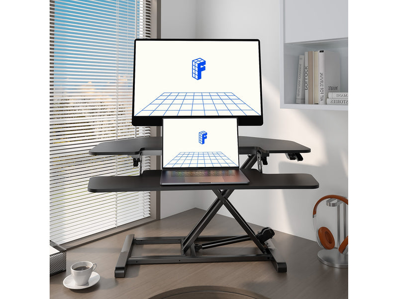 FlexiSpot M7 Series 36"W Manual Rectangular Adjustable Standing Desk Converter, Black (M7-E-36C)