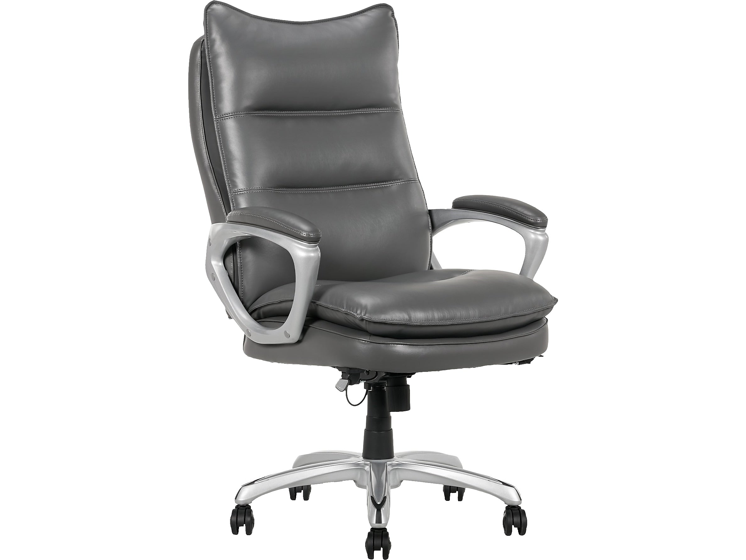 La-Z-Boy Jenkins Ergonomic Bonded Leather Executive Big & Tall Chair, 400 lb. Capacity, Gray (60075-GRY)