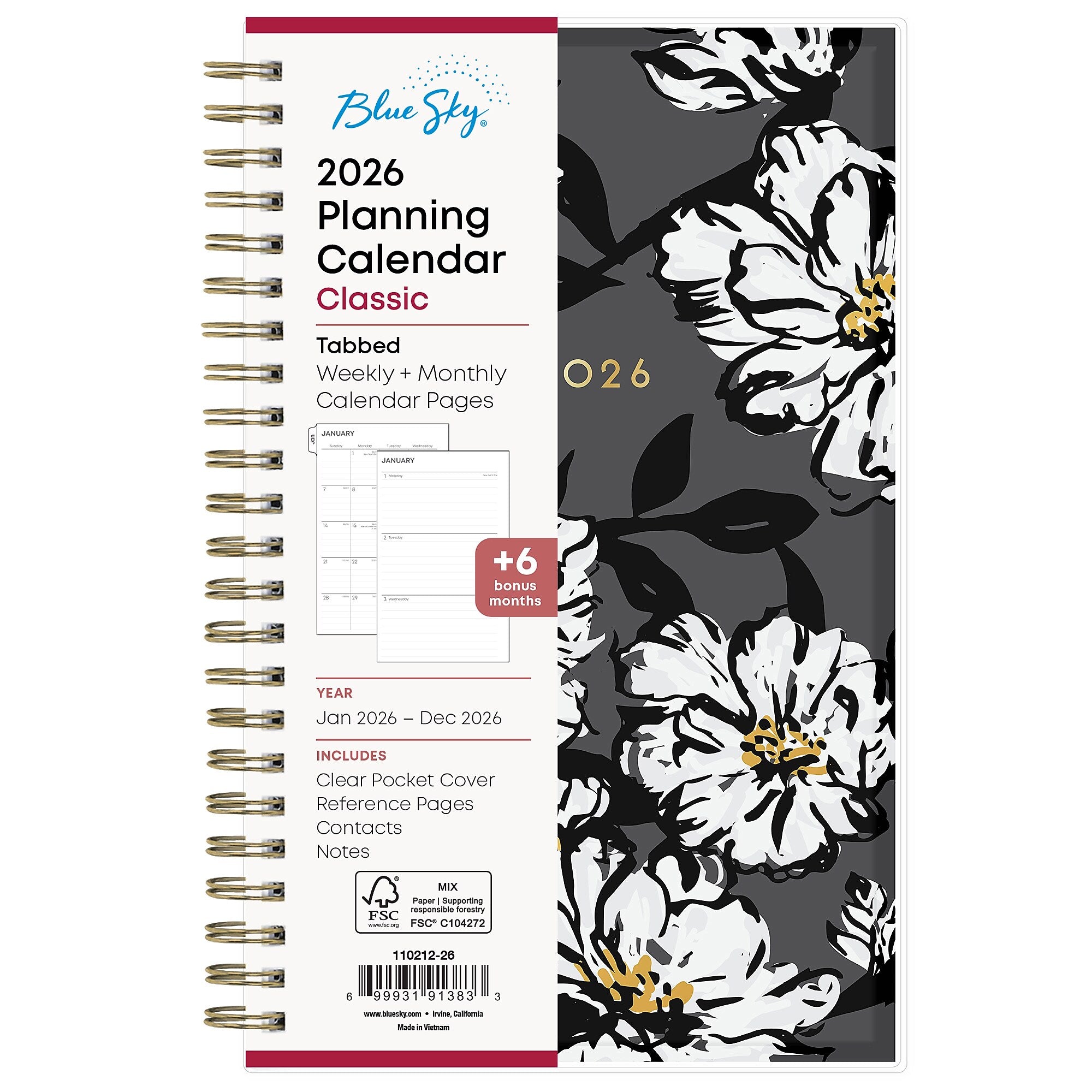 2026 Blue Sky Baccara 5" x 8" Weekly & Monthly Planner, Plastic Cover (110212-26)