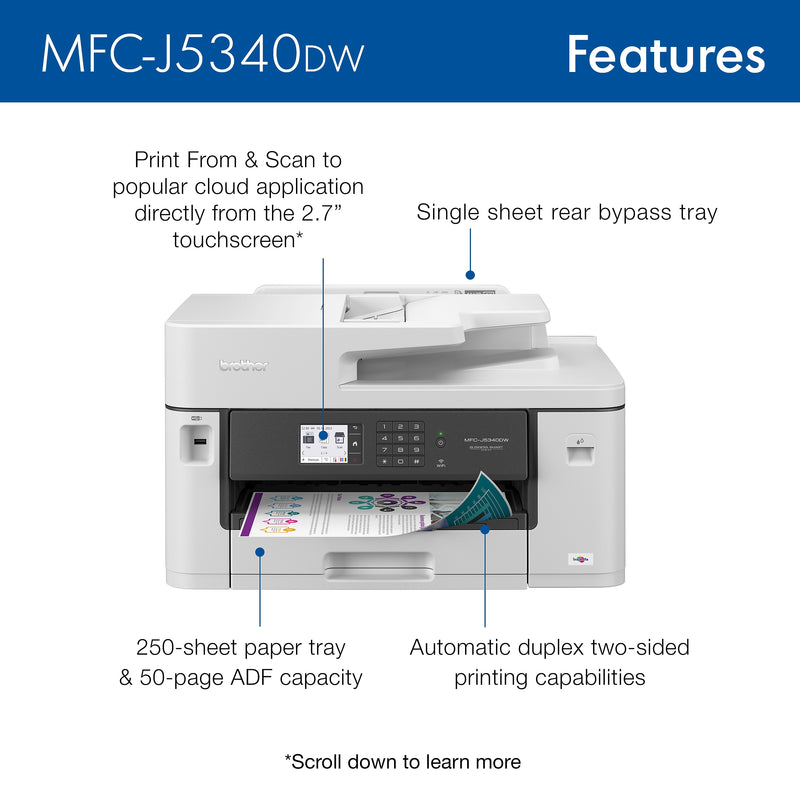 Brother MFC-J5340DW Wireless Color All-in-One Inkjet Printer (MFCJ5340DW)