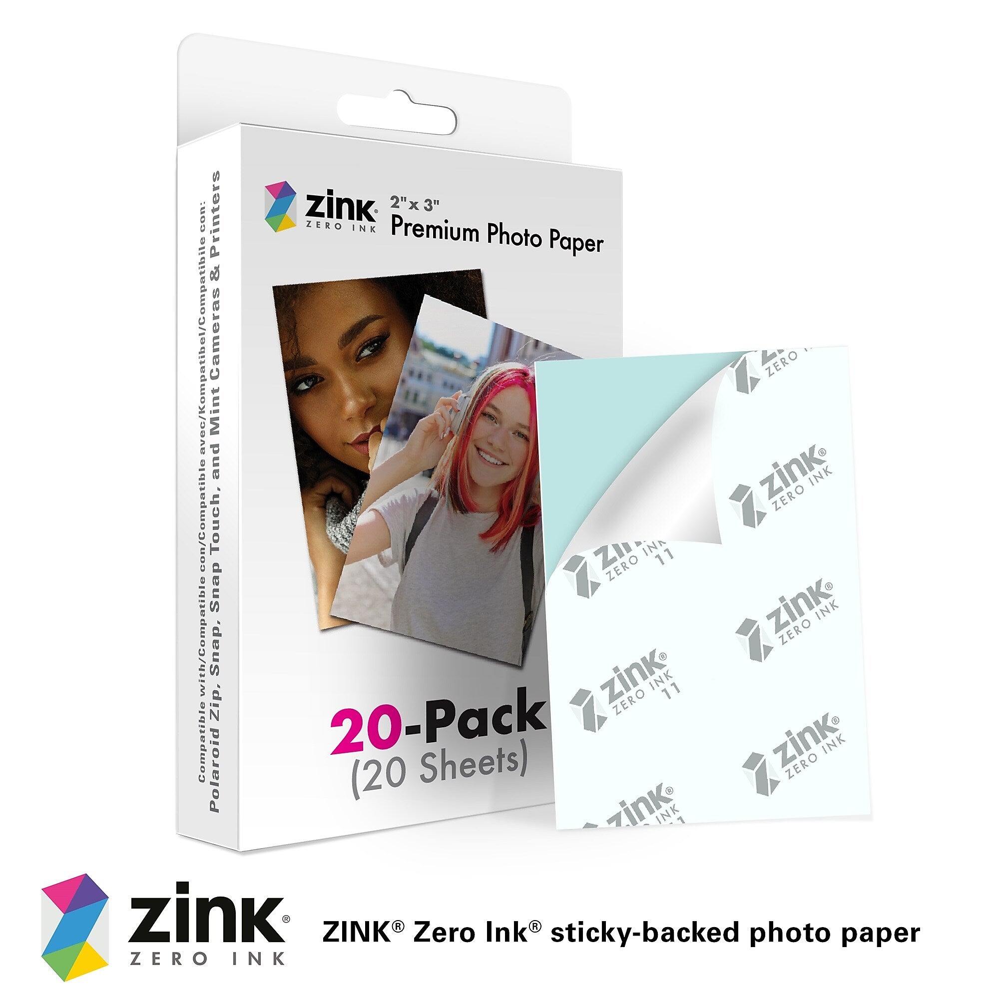 Zink 2" x 3" Premium Glossy Instant Photo Paper 20 Pack Compatible with Polaroid Snap, Snap Touch & More