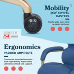 La-Z-Boy Aberdeen Ergonomic Bonded Leather Swivel Executive Chair, Blue (51545-BLU)