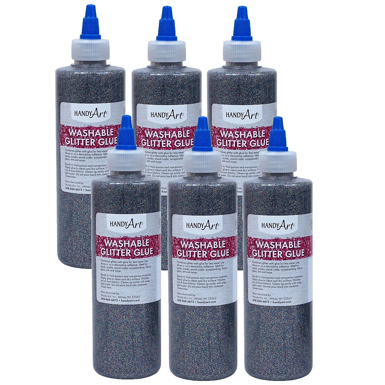 Handy Art Glitter Washable Glue, 8 oz., 6/Pack (RPC146100-6)