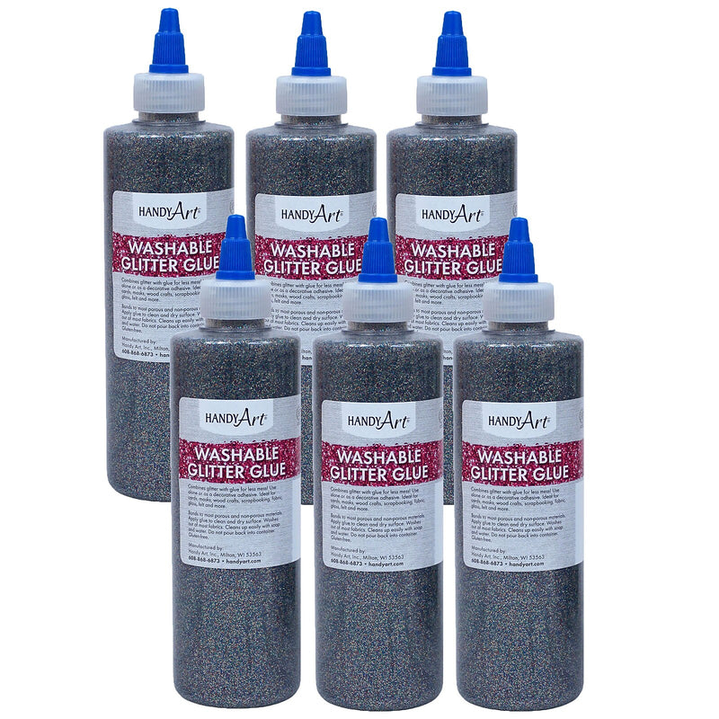 Handy Art Glitter Washable Glue, 8 oz., 6/Pack (RPC146100-6)