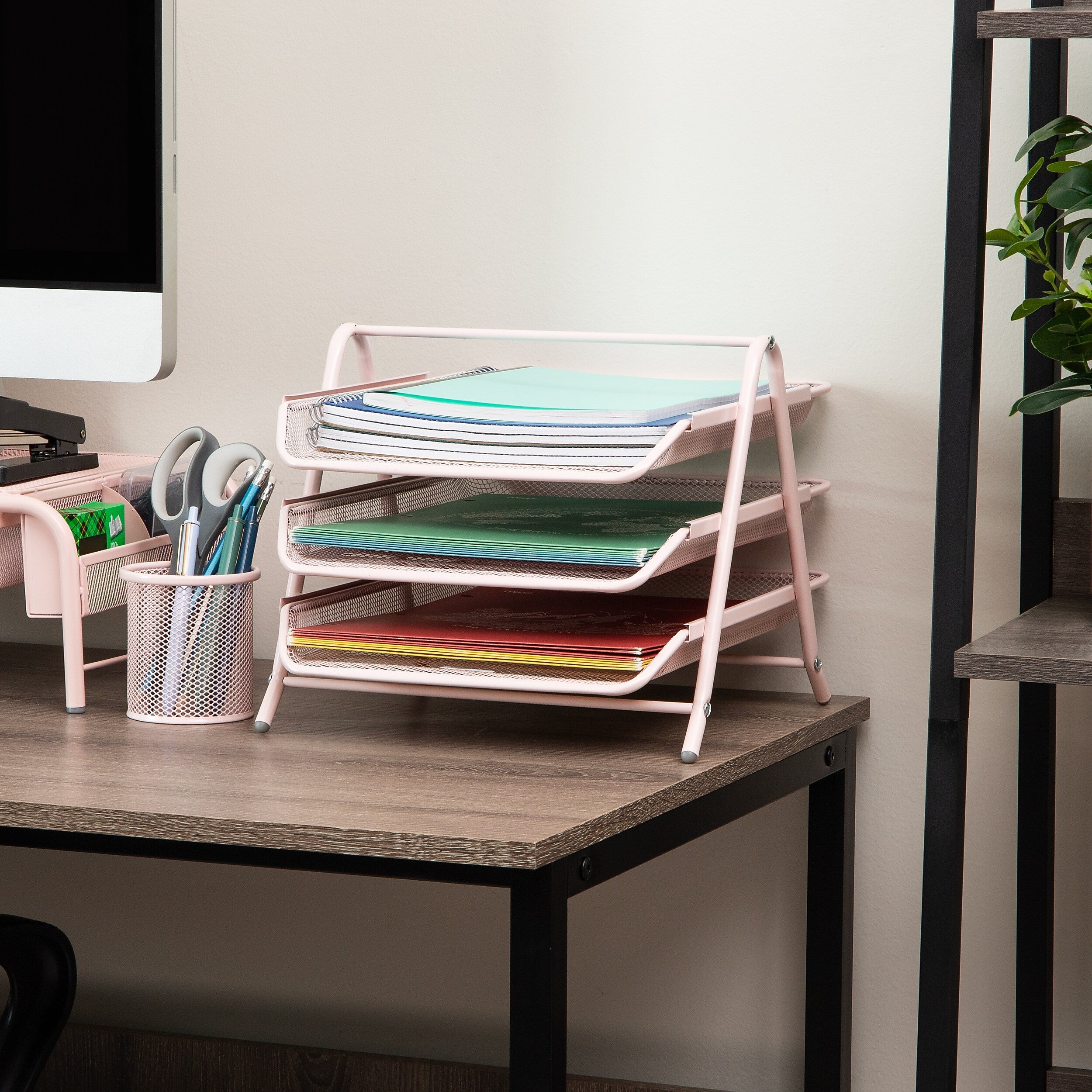 Mind Reader Metal Front Loading Letter Tray, Pink (3TPAPER-PNK)