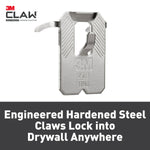 3M CLAW Drywall Hanger, 25 lbs., Silver, 4/Pack (3PH25M4ES)