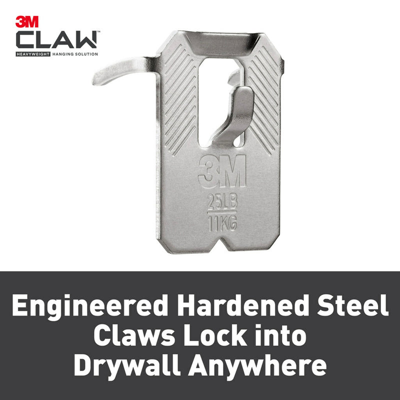 3M CLAW Drywall Hanger, 25 lbs., Silver, 4/Pack (3PH25M4ES)