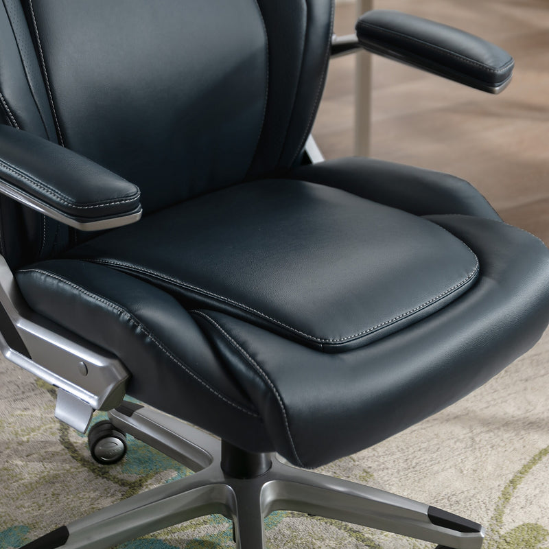 La-Z-Boy Meyer Ergonomic Bonded Leather Swivel Executive Chair, Navy (60082-NVY)