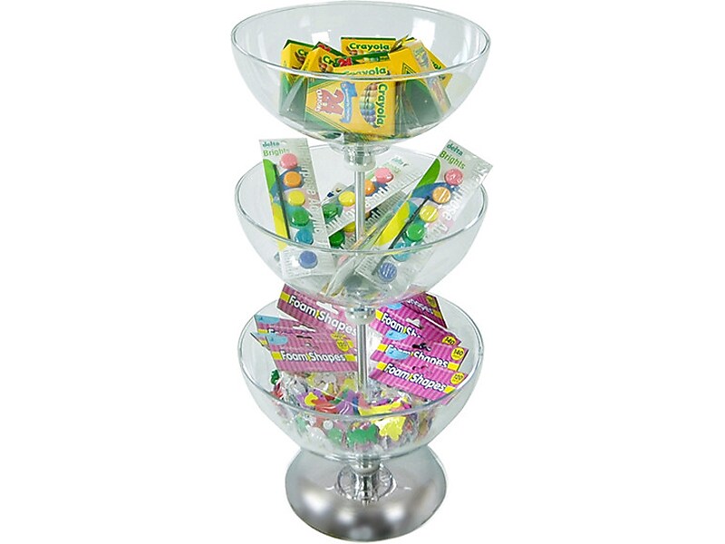 Azar 12"W 3-Tier Bowl Counter Display, Clear, Each (720312)