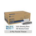Pacific Blue Basic Facial Tissue, 2-ply, 100 Tissues/Box, 30 Boxes/Pack (47410)