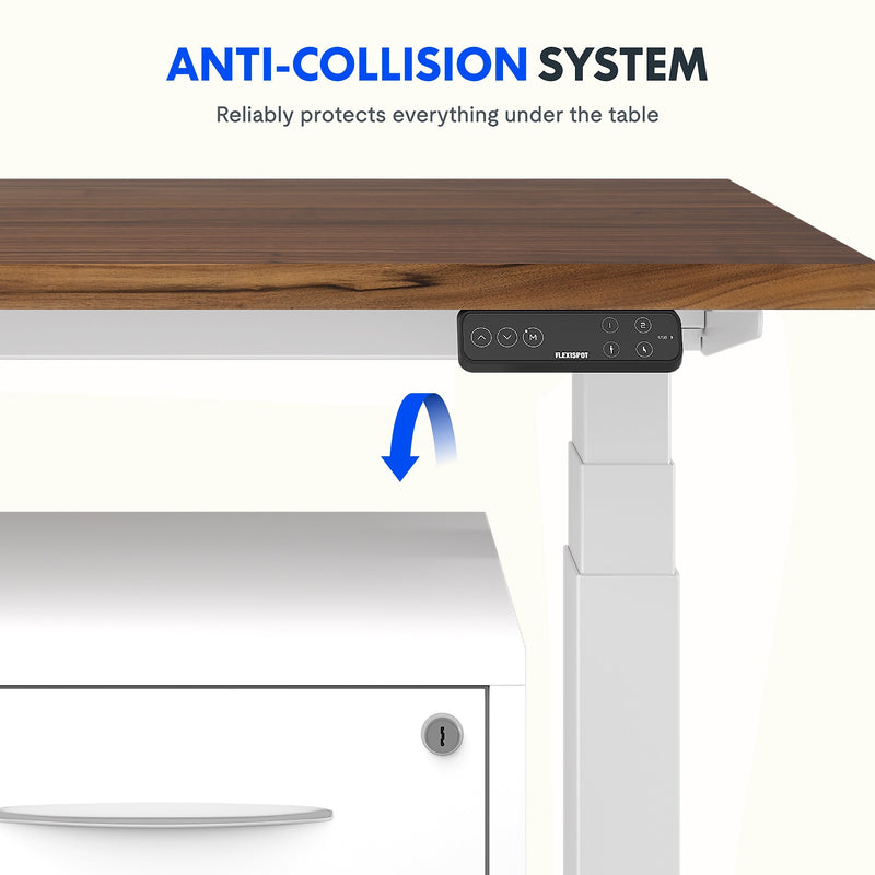 FlexiSpot E7COMMERCIAL 60''W Electric Height Adjustable Standing Desk, Black Walnut/White (E7WCOM6030-BW)