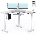 VersaDesk PowerLift 72"W Electric Corner Adjustable Standing Desk, White/Black (PLCSD7272-BW-APP)
