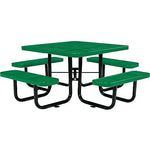 Global Industrial 46" Square Outdoor Steel Picnic Table, Perforated Metal, Green (694551GN)