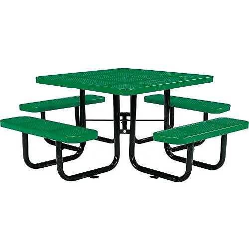 Global Industrial 46" Square Outdoor Steel Picnic Table, Perforated Metal, Green (694551GN)