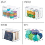 iDESIGN Stackable Plastic Storage Bin, 7" x 12.75"x 7.25", Clear, 4/Pack (29201M4)