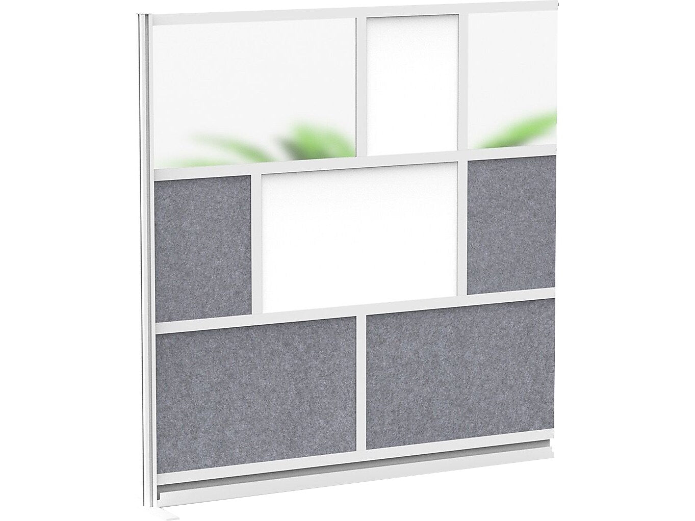 Luxor Workflow Series 8-Panel Modular Room Divider System Add-On Wall with Whiteboard, 70"H x 70"W, Gray/Silver