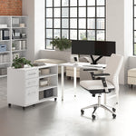 Bush Business Furniture Hustle 48"W Computer Desk and Storage Cabinet with Drawers and Shelves, White (HUS007WH)