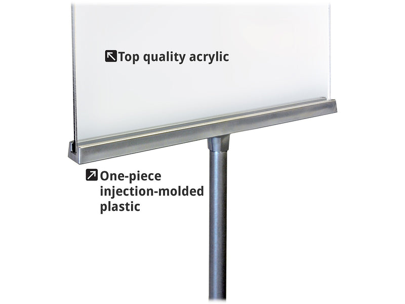 Azar Sign Holder, 12" x 56.5", Vertical, Freestanding, Clear/Silver, Acrylic (300863)