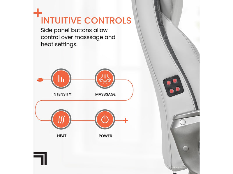 Sharper Image S-600 Active Lumbar Heated Ergonomic Bonded Leather Swivel Executive Massage Chair, Off-White (60098-OWHT)