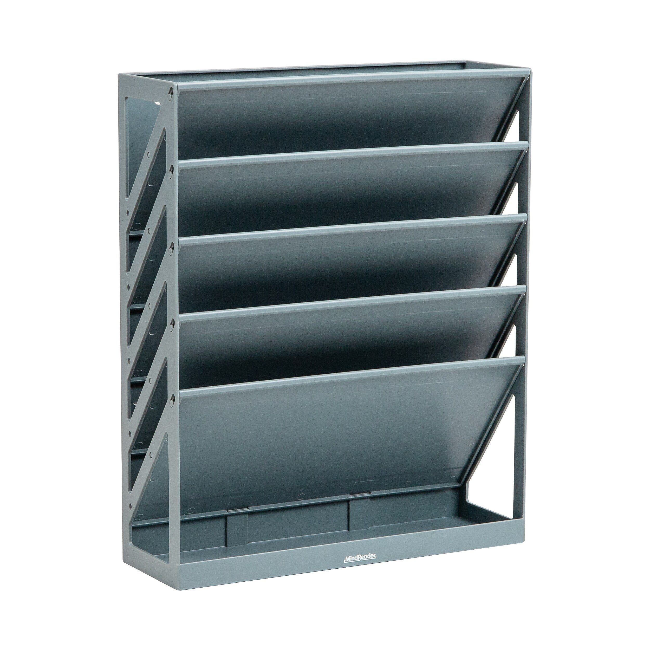 Mind Reader 5-Compartment Mountable Plastic Vertical File Storage, Gray  (WALLANCH-GRY)