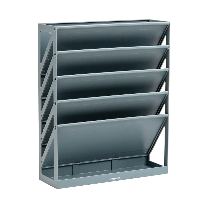 Mind Reader 5-Compartment Mountable Plastic Vertical File Storage, Gray  (WALLANCH-GRY)