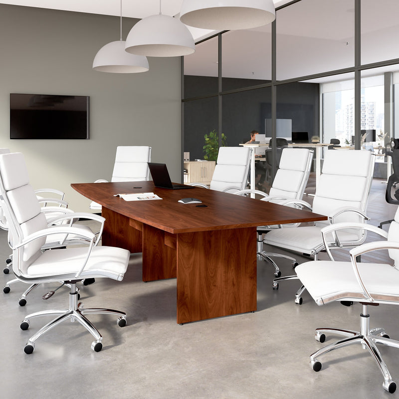 Bush Business Furniture 120W x 48D Boat Shaped Conference Table with Wood Base, Hansen Cherry (99TB12048HCK)