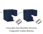 Function101 Desk Mat Pro + 2 Magnetic Cable Block Managers, 31" x 16", Navy (F101-DMPN2)
