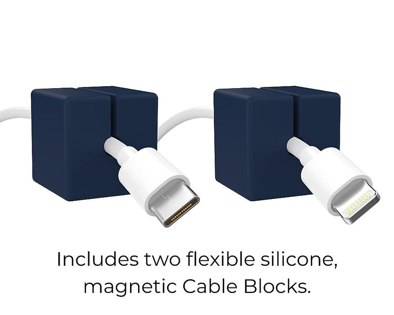 Function101 Desk Mat Pro + 2 Magnetic Cable Block Managers, 31" x 16", Navy (F101-DMPN2)