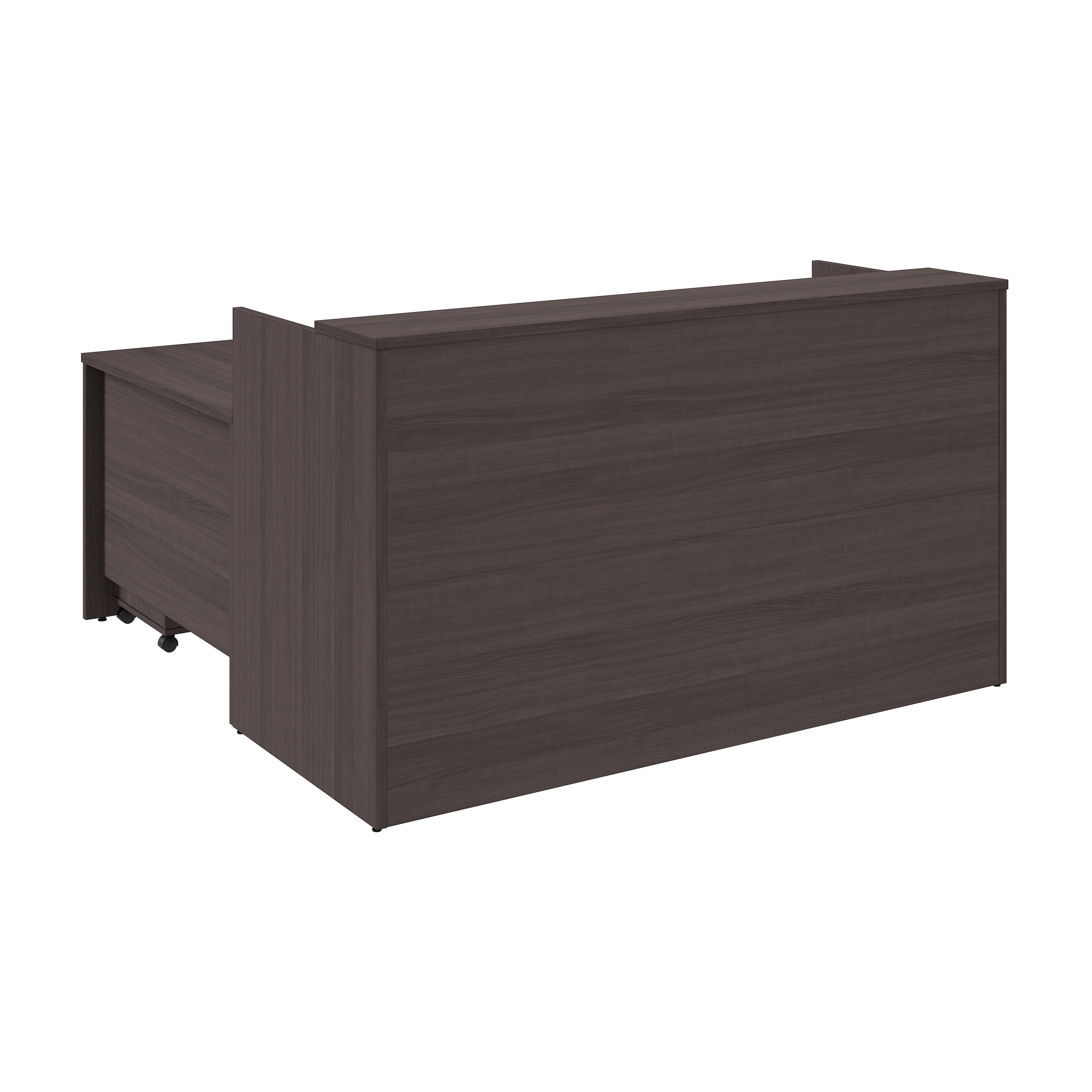 Bush Business Furniture Arrive 72"W L Shaped Reception Desk with Shelf and Mobile File Cabinet, Storm Gray (ARV007SG)