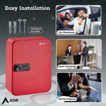 AdirOffice 30 Key Combination Lock Key Cabinet, Red (682-30-RED)