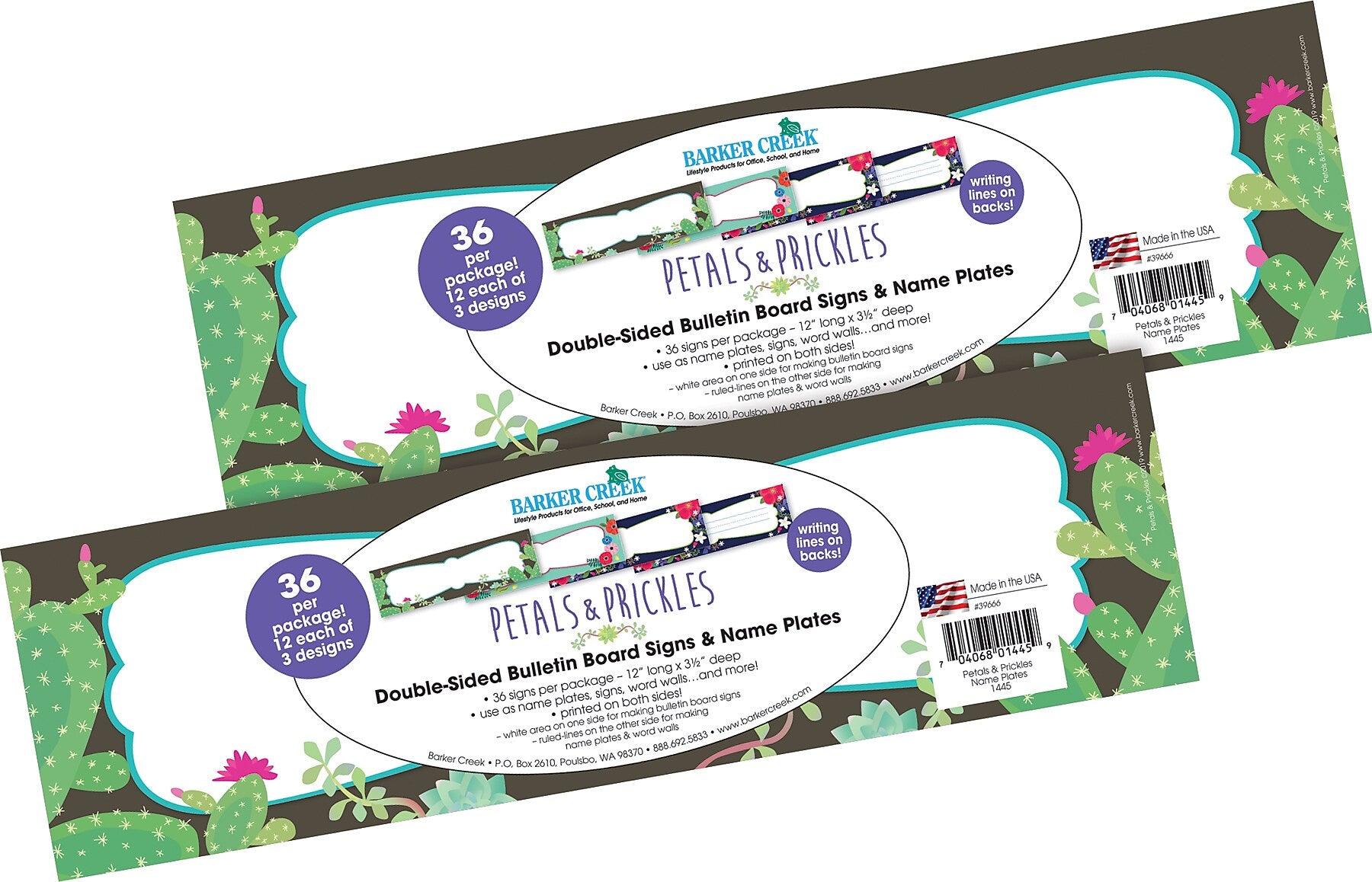 Barker Creek Petals & Prickles School Name Plates, 12" x 3.5", 72/Set (BC3899)