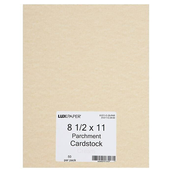 LUX Parchment 65 lb. Cardstock Paper, 8.5" x 11", Cream Parchment, 1000 Sheets/Pack (81211-C-29-1000)
