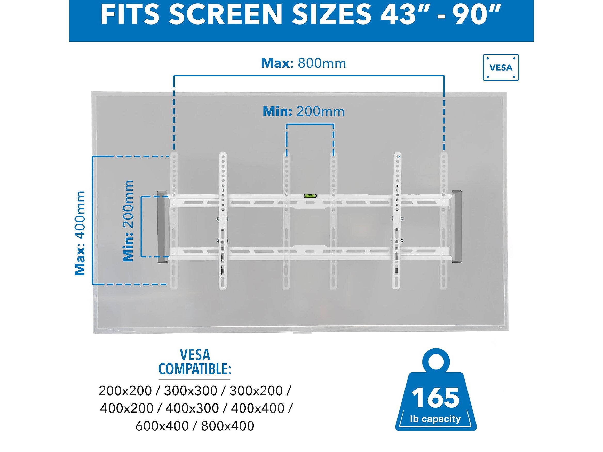 Mount-It! Ultraslim Heavy-Duty TV Wall Mount, 165 lbs. Max. (MI-307)