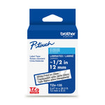 Brother P-touch Laminated Label Tape, ~1/2" x 26.2', White on Clear (TZe135)