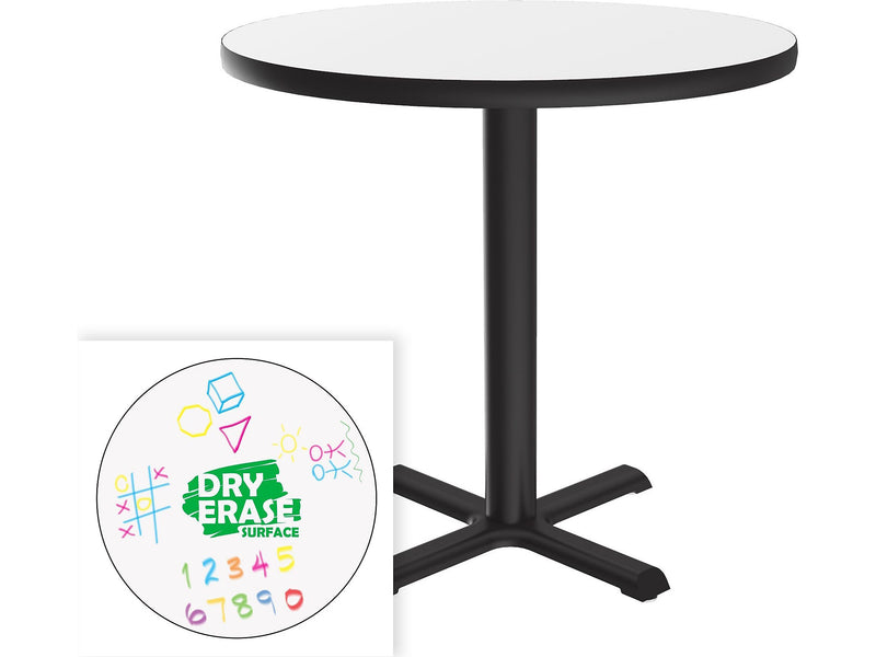 Correll 36" Round Dry-Erase Markerboard Cafe Table, Frosty White/Black (BXT36DER-80)