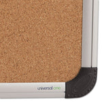 Cork Board with Aluminum Frame, 24" x 18", Tan Surface, Satin Aluminum Frame