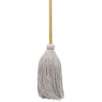 Cotton Deck Mop, #20 White Cotton Head, 50" Wood Handle, 12/Carton