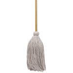 Cotton Deck Mop, #32 White Cotton Head, 50" Wood Handle, 6/Carton