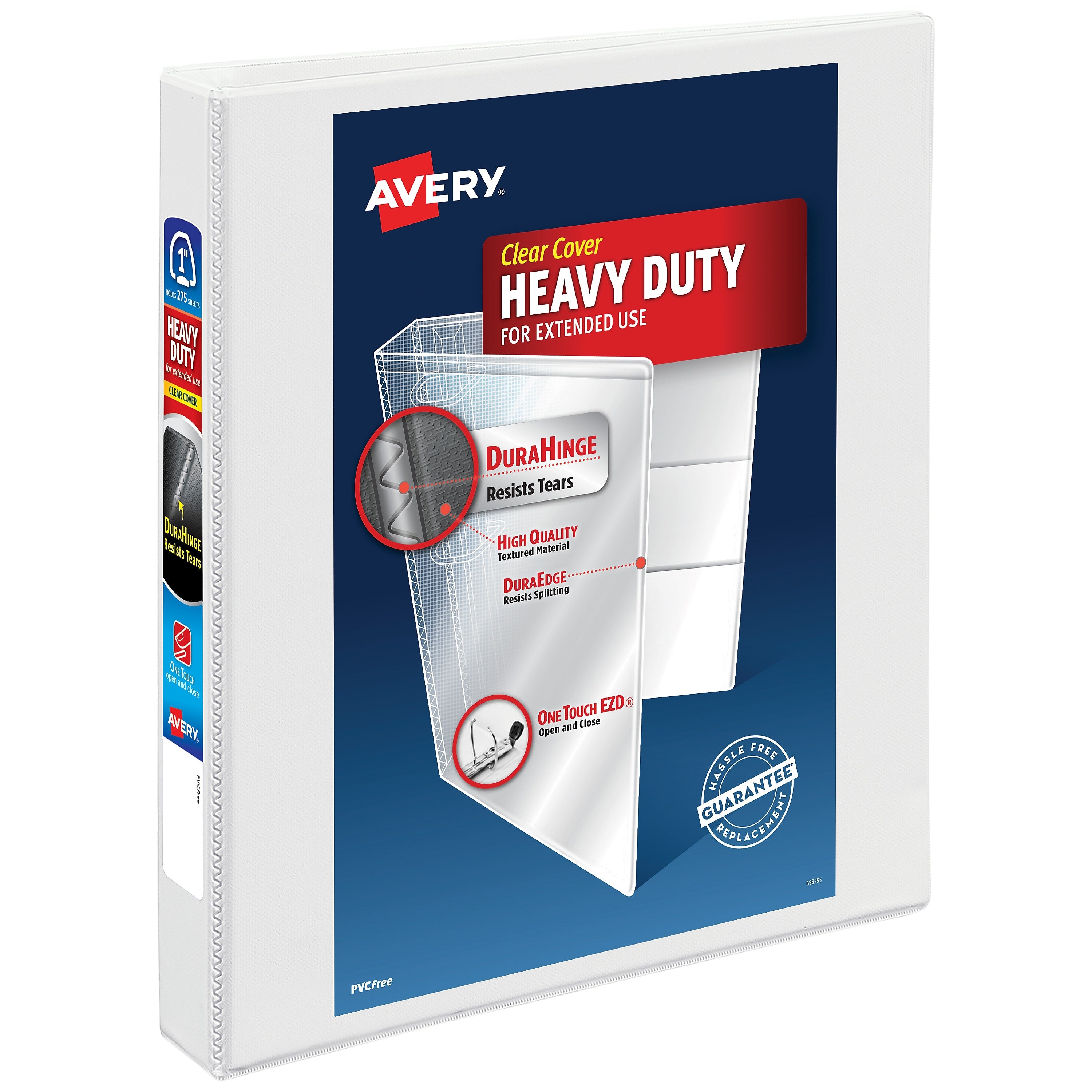 Avery Heavy Duty 1" 3-Ring View Binders, One Touch EZD Ring, White (79-199/79-799)