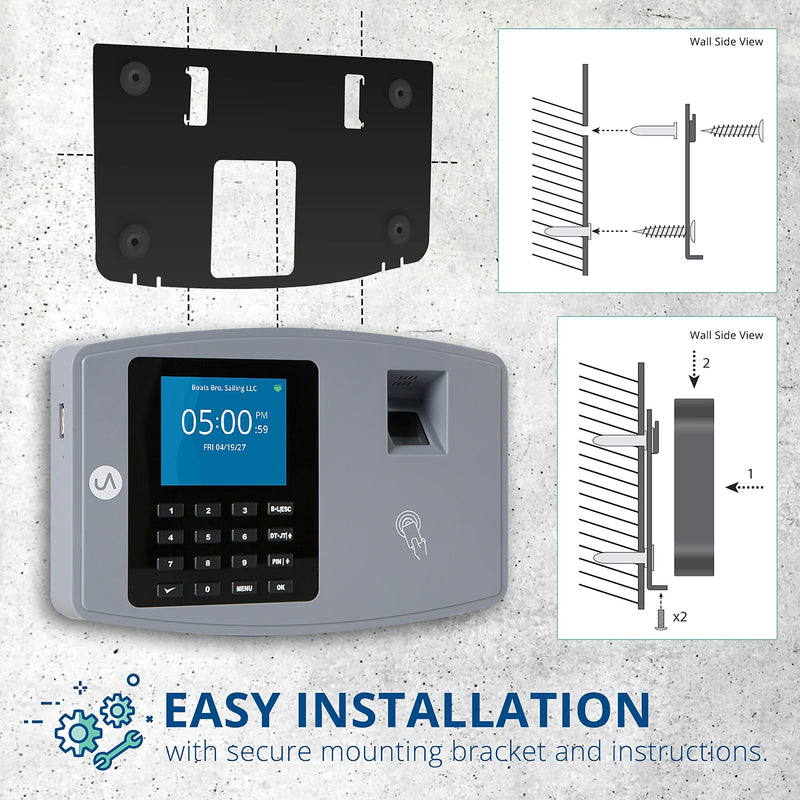 uAttend Fingerprint Time Clock System, Black/Gray (BN6500)