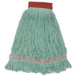 Wideband Looped-End Mop Heads, Large, Green, 12/carton