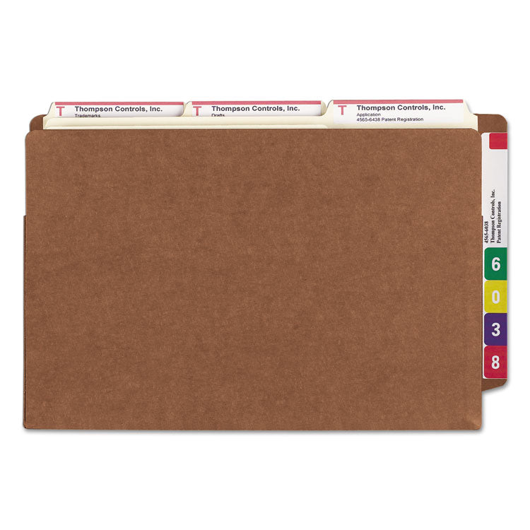 Heavy-Duty Redrope End Tab Tuff Pockets, 3.5" Expansion, Legal Size, Redrope, 10/box