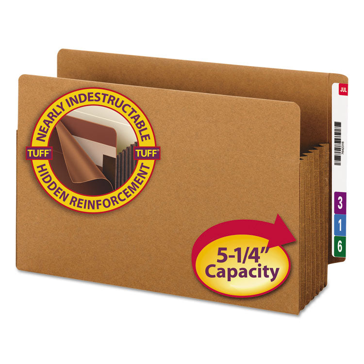 Heavy-Duty Redrope End Tab Tuff Pockets, 5.25" Expansion, Legal Size, Redrope, 10/box