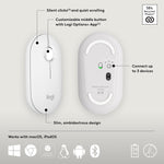 Logitech Pebble 2 M350s Wireless Ambidextrous Optical Mouse, Tonal White (910-007022)