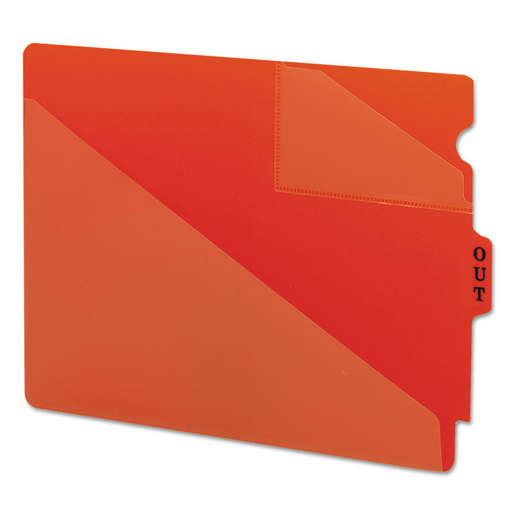 End Tab Poly Out Guides, Two-Pocket Style, 1/3-Cut End Tab, Out, 8.5 X 11, Red, 50/box