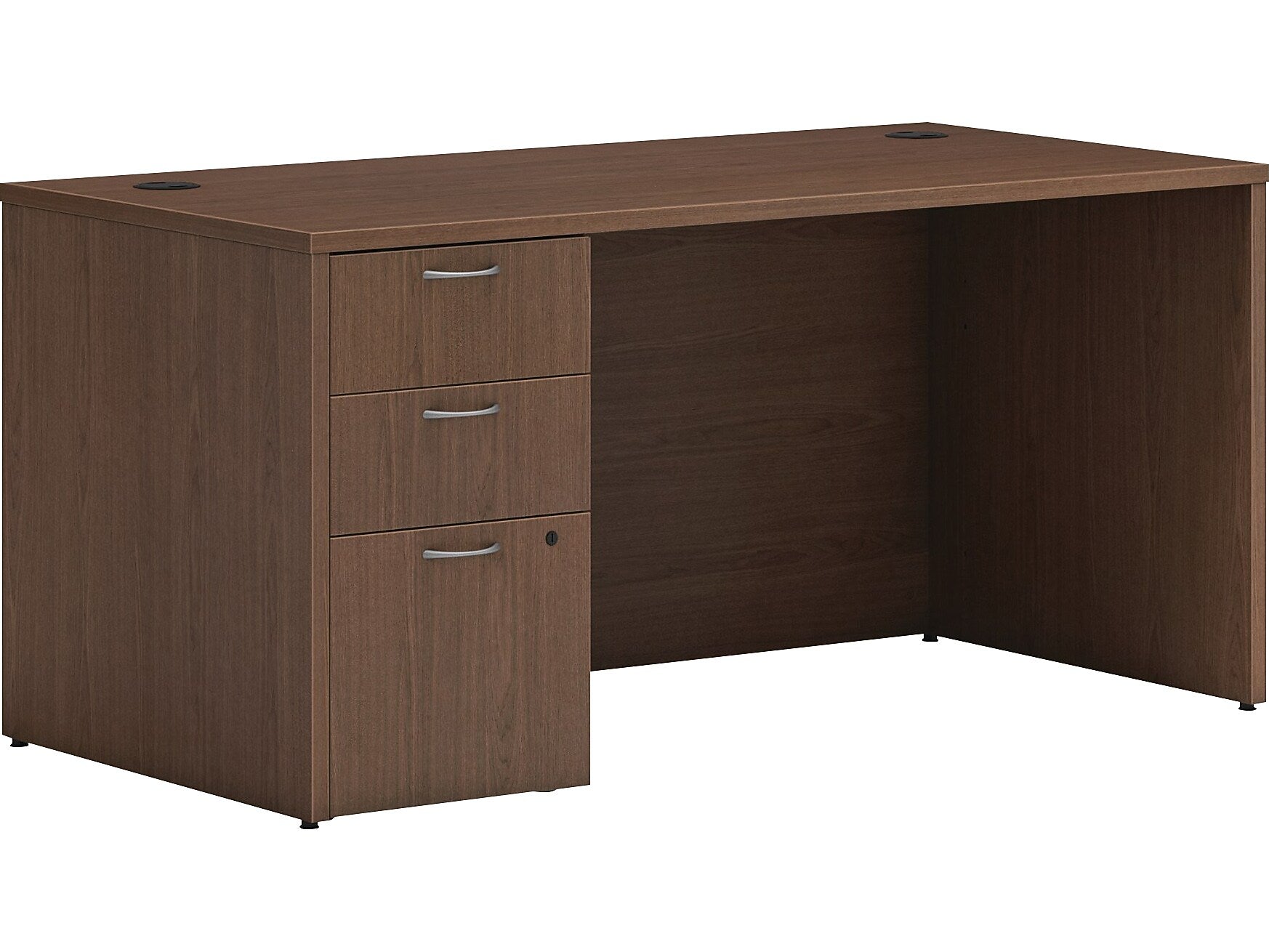 HON Mod 60"W x 30"D Single-Pedestal Desk, Sepia Walnut (HLPLDS60PSSE1)