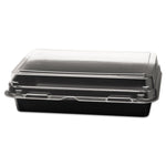 Creative Carryouts Hinged Plastic Hot Deli Boxes, 24 Oz, 7.87 X 5.4 X 2.1, Black/clear, 200/carton